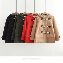Новое корейское Короткое шерстяное пальто с роговыми пряжками Женская Корейская версия осенне-зимней одежды шерстяное женское короткое пальто 520