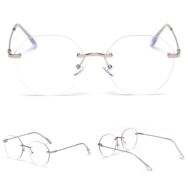Peekaboo, женские очки без оправы, полигональные, унисекс, прозрачные линзы, аксессуары, мужские очки, оптические, высокое качество, золотая металлическая оправа