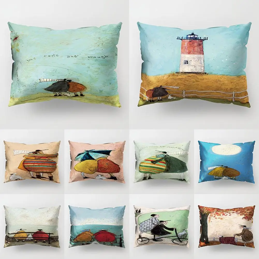

Pillow Case 30x50cm Romantic Island Print Soft Velvet Pillowcases Decorative Pillows Throw Pillow Cover Body Pillow Home Decor
