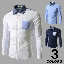 Международная торговля Горячая Мужская тонкая рубашка с рукавами корейская мода с отстрочкой, модный цвет tide, мужские рубашки в стиле кэжуал взрыв мужское платье