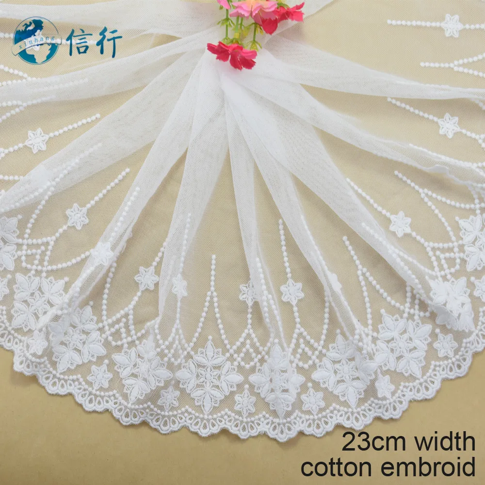 23cm width Cotton embroid lace sewing ribbon guipure trims or fabric warp knitting DIY Garment Accessories free shipping#3610 | Дом и сад