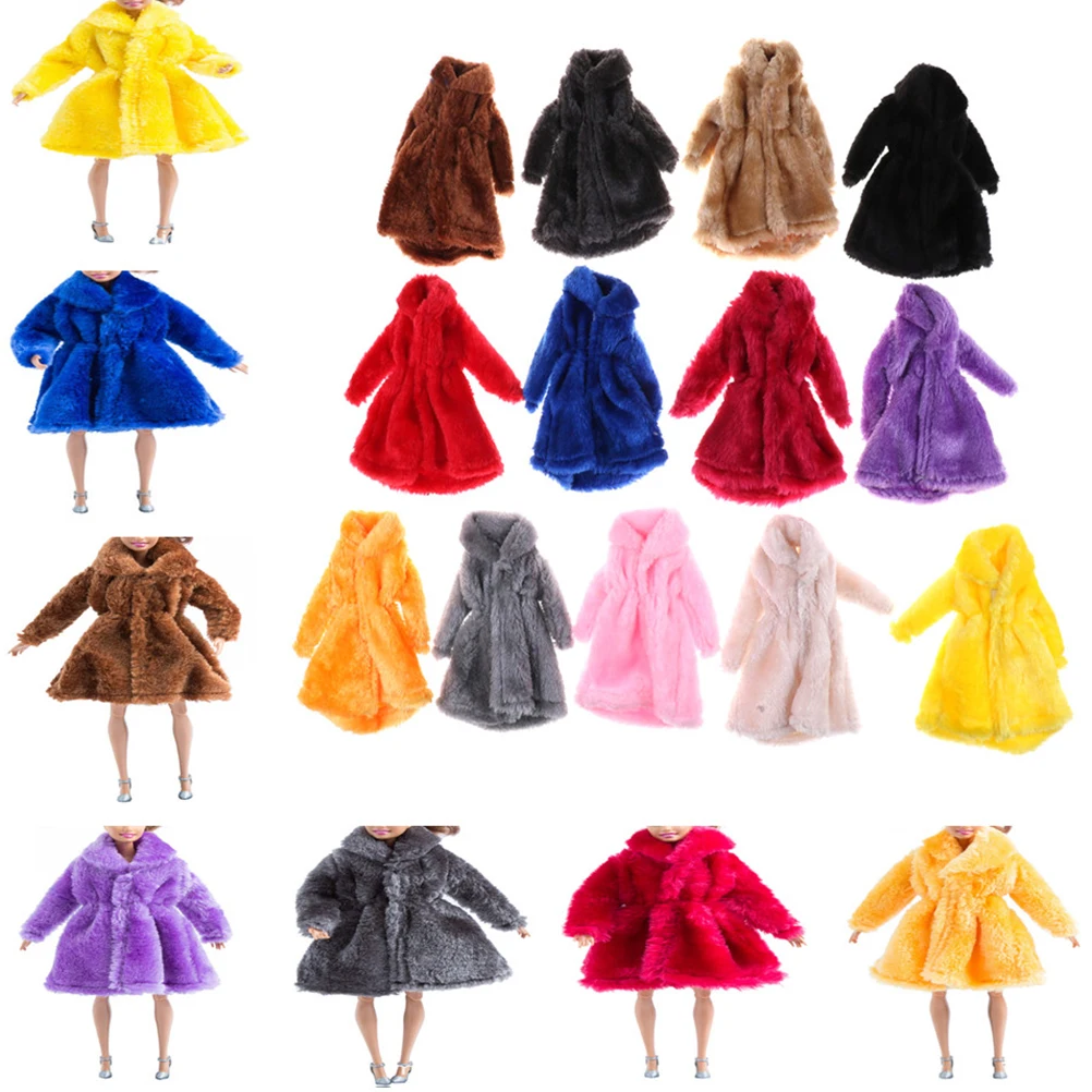 

Hot Sale Fashion Winter Wear Warm Fur Coat Dress For Doll Clothing Kids Toy Girl Gift