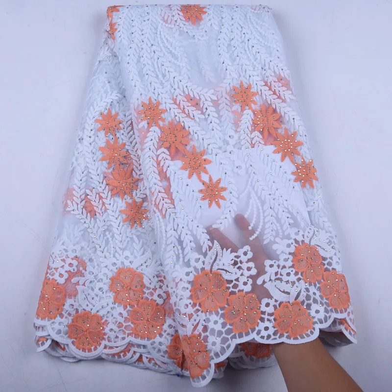 Pure White Milk Silk Lace Fabric Bridal Materials African Latest French Nigreian Voile With Stones F1571 | Дом и сад