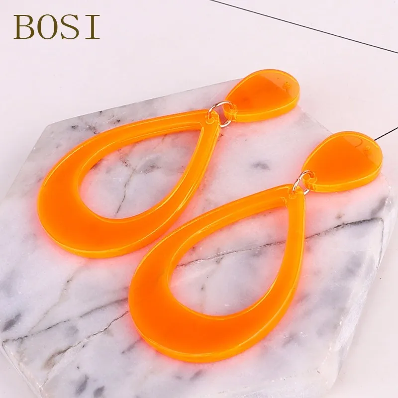 2 Неоновые зеленые акриловые серьги для женщин Boho ацетат длинные серьги-капельки модные серьги-подвески большого размера геометрические аксессуары ювелирные изделия - Окраска металла: 2