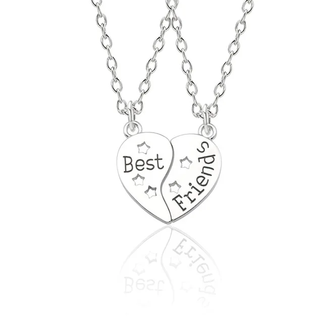 Модная подвеска для лучших друзей ожерелье Радужное ожерелье с разбитым сердцем для женщин серебряная цепочка BFF ювелирные изделия дружбы - Окраска металла: XL0563gf