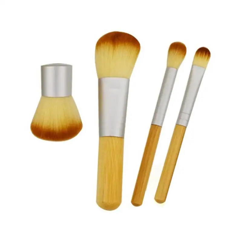 4 шт макияж тени для век флеш основа кисти льняной мешочек бамбуковая Ручка кисти для макияжа для путешествий