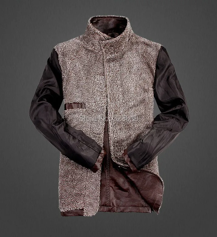 Зимняя теплая мотоциклетная кожаная куртка мужская повседневная брендовая куртка роскошный мех овечья кожа мужская шуба