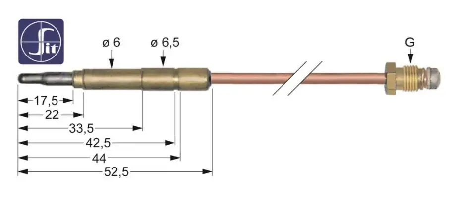SIT термоэлемент Lange 1500 мм Steckhulse 6,0 (6,5) мм