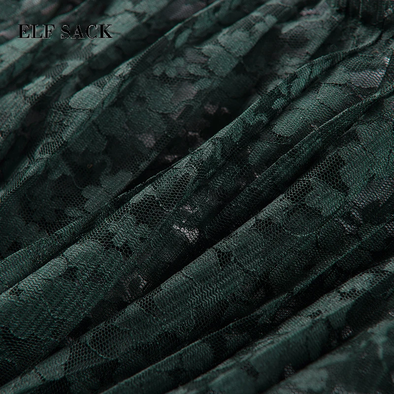 Женская кружевная блузка ELFSACK Зеленая прозрачная пляжная одежда свободная