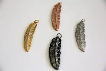 

CZ Micro Pave 12x45 Feather Pendant