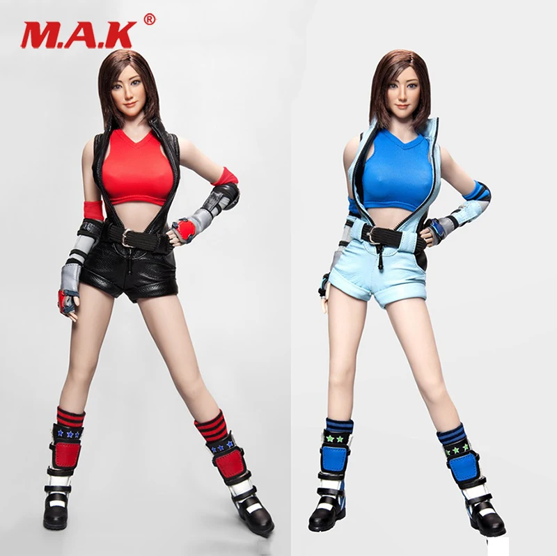

1/6 Scale Sexy Female Red/blue One Piece Fighting Clothing Set for 12inches female seamless large bust body figure toy gift