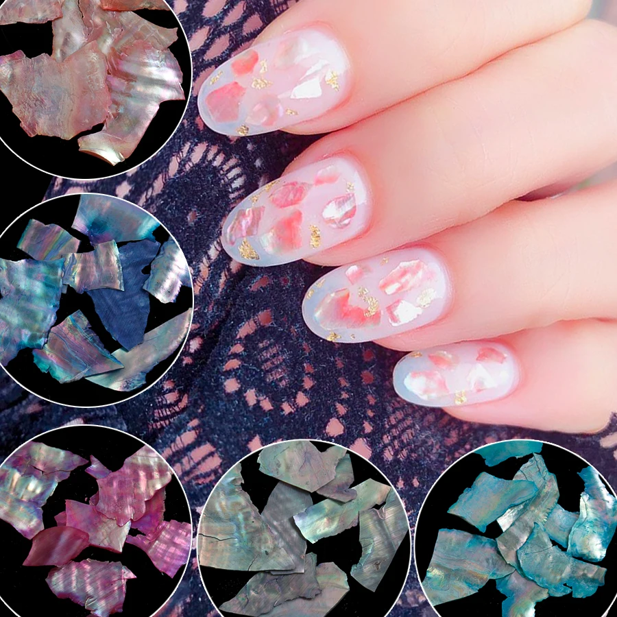

1 jar Texture Natural Sea Shell 3D Nail Art Decoration Slice Nails Jewelry Decals Manicure Accessories Tools