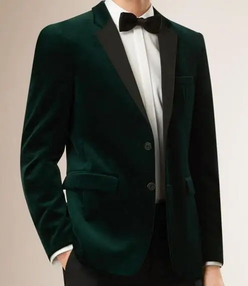 Mens Velvet Blazers Custom Made Slim Fit Dark Green Velvet ...
