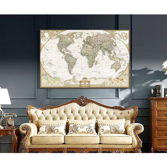 world map painting on