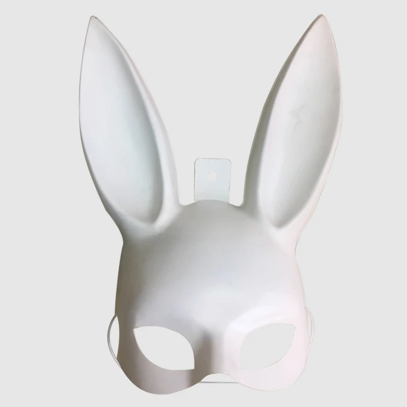 GQIYIBBEI Cool PVC Women Girl Party Christmas Mask Bar KTV Club Halloween Masquerade Bunny Ear Mask Rabbit Girl - Цвет: Mute white