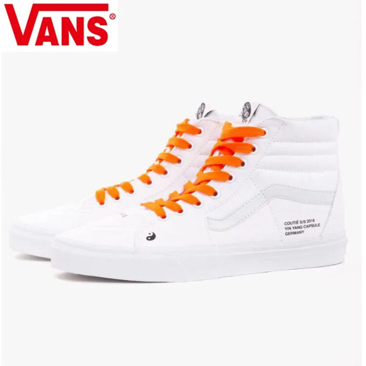 Vans Coutie Sk8 Hi Classic Men and Womens Street dance rap white orange