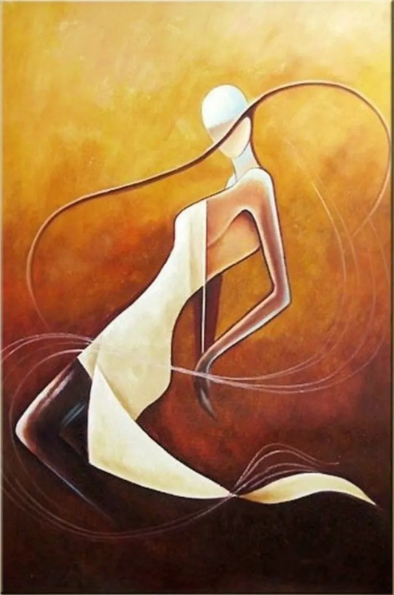 Hand Painted Abstract Woman Dancer Acrylic Paintings 