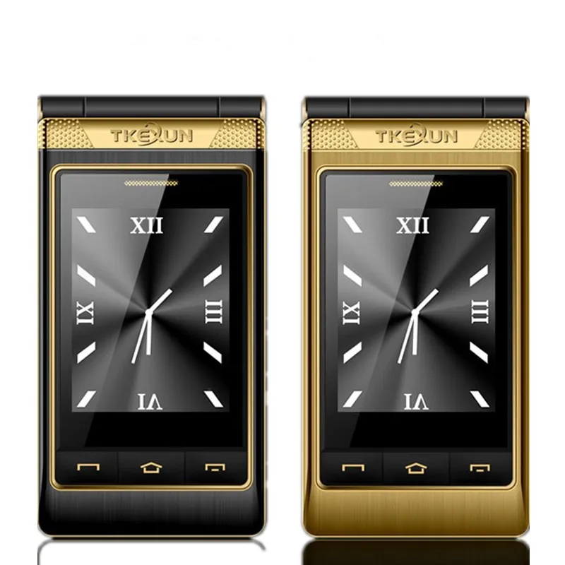 

TKEXUN G10 Women Flip Phone With Double Dual Screen Dual Sim Camera MP3 MP4 3.0 Inch Touch Screen Luxury Senior CellPhone