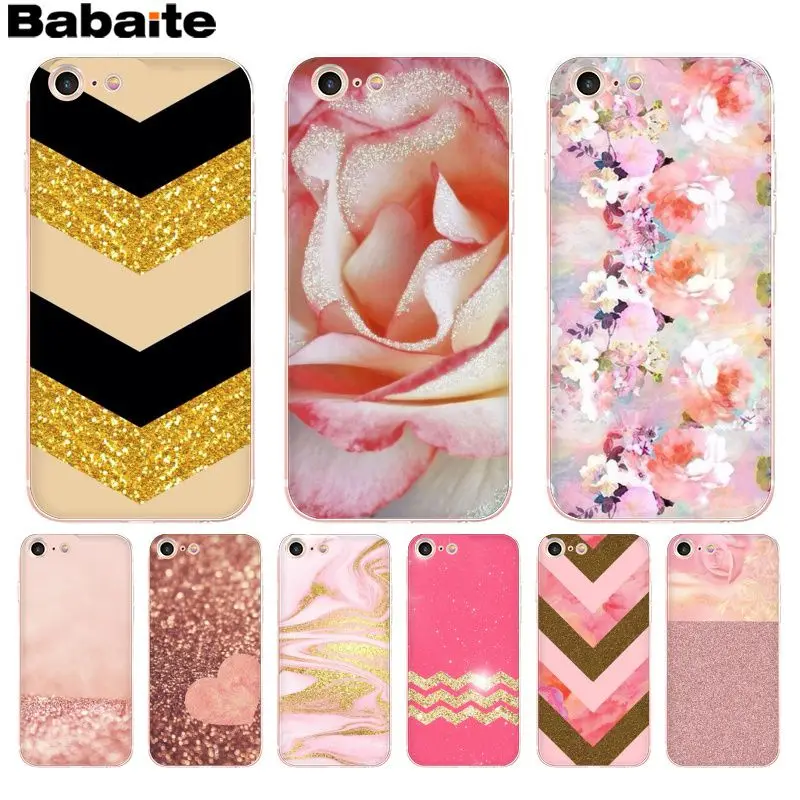 

Babaite Gold Pink rose Glitter print Hot Printed Cool Phone Accessories case for Apple iPhone 8 7 6 6S Plus X XS max 5 5S SE XR