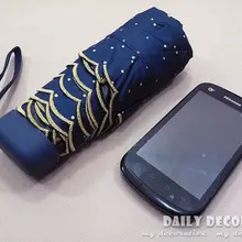 Новинка! Женский 5 складной УФ-зонты мини черное покрытие женский прозрачный зонтик мобильный телефон карманный складной зонт от солнца