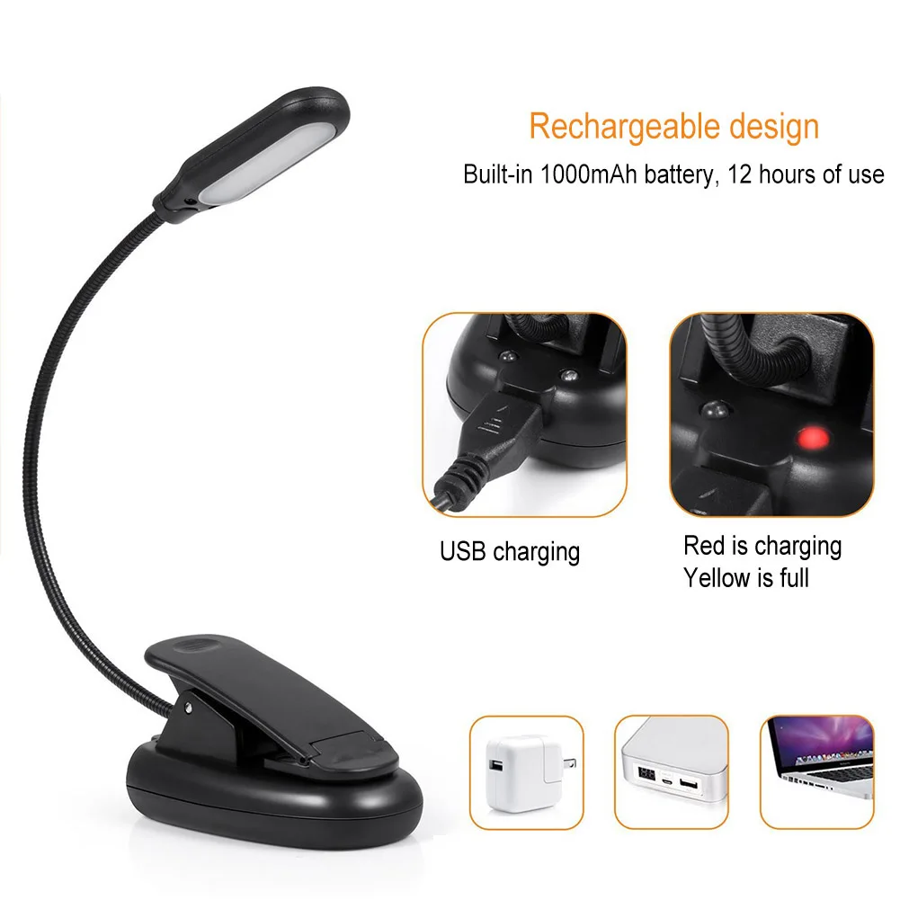 Clamp Clip On LED Reading Light Flexible Bedside Lamp Portable Battery/USB Rechargeable Book Lights --M25 Clamp Clip On LED Reading Light Flexible Bedside Lamp Portable Battery/USB Rechargeable Book Lights --M25