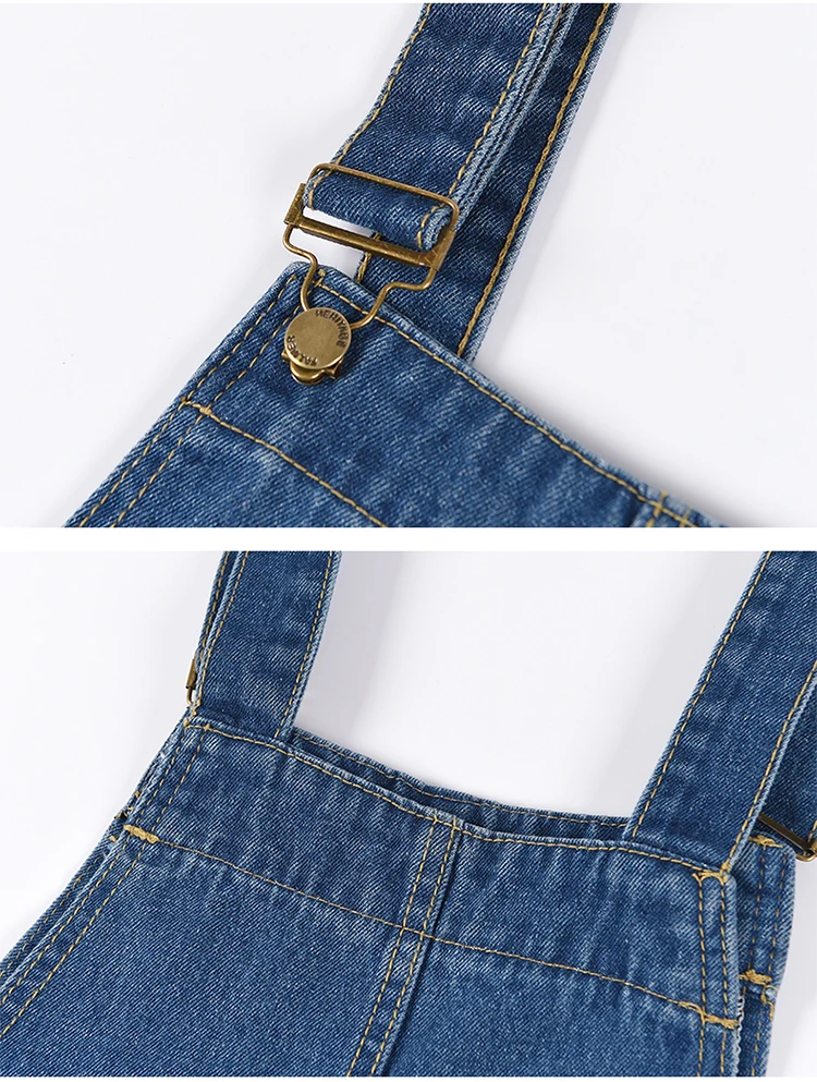 Stylish suspender jeans. College style, casual denim pants. (38)