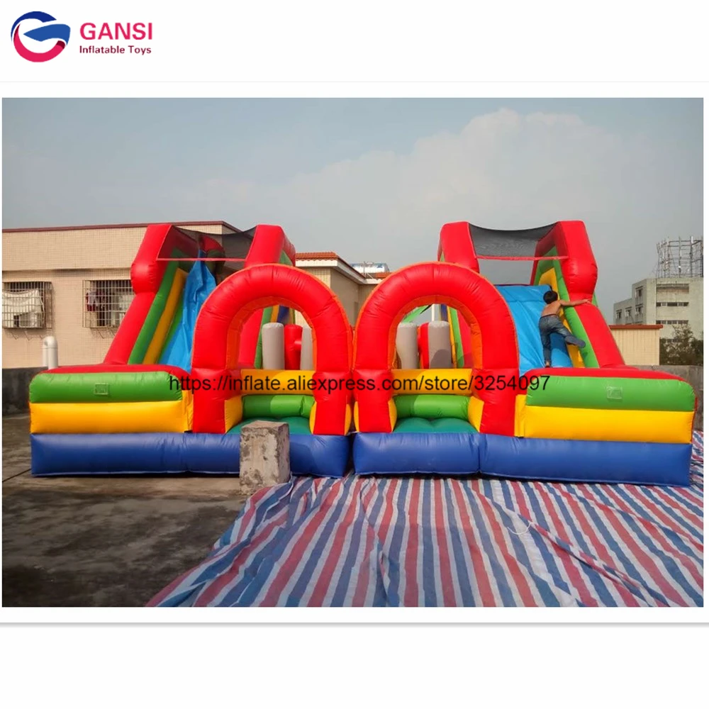 7*7M Inflatable Bouncy Castle With Double Slides Air Jumping Castle For Children Promotional Inflatable Castle Slide For Sale silent racket bouncing ball for children beach toys kids funny kick balls outdoor jumping patting educational play football