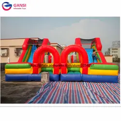 7*7 м надувные надувной замок с двойными слайдов воздуха прыжки замок для детей рекламных надувной замок слайд для продажи