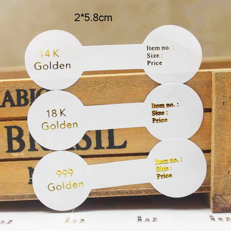 

100PCS print 999 golden foil ring labels 14k/18k golden folded ring labels DIY kraft handmade iwth love ring lables 2*5.8cm