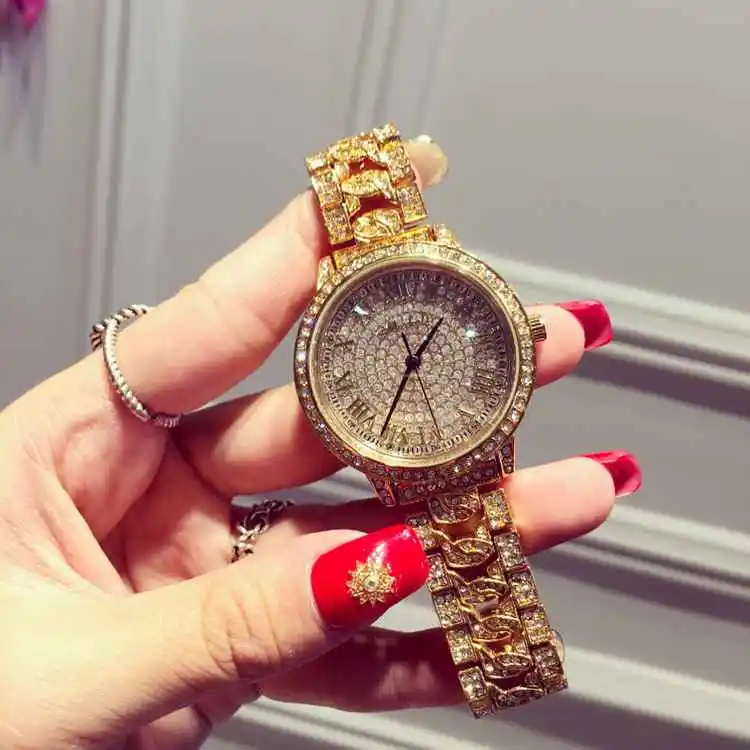 New Luxury Fashion Ladies Women Wristwatch Rome Namerals Rhinostone Shining Quartz Watch Montre Femme Relogio Feminino