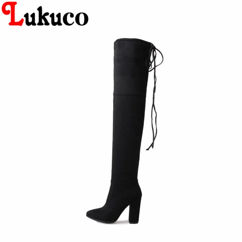 

2018 NEW temperament high quality over-the-knee thick high heel boots size 36 37 38 39 40 41 42 43 real pictures free shipping