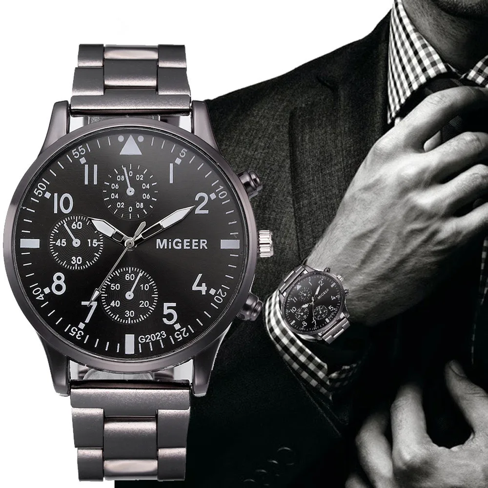 

Hot Mens Watch Business Dial Classic Style Quartz Wristwatch Luxury Male Watches Men Alloy Strap Clock Relogio Masculino @50