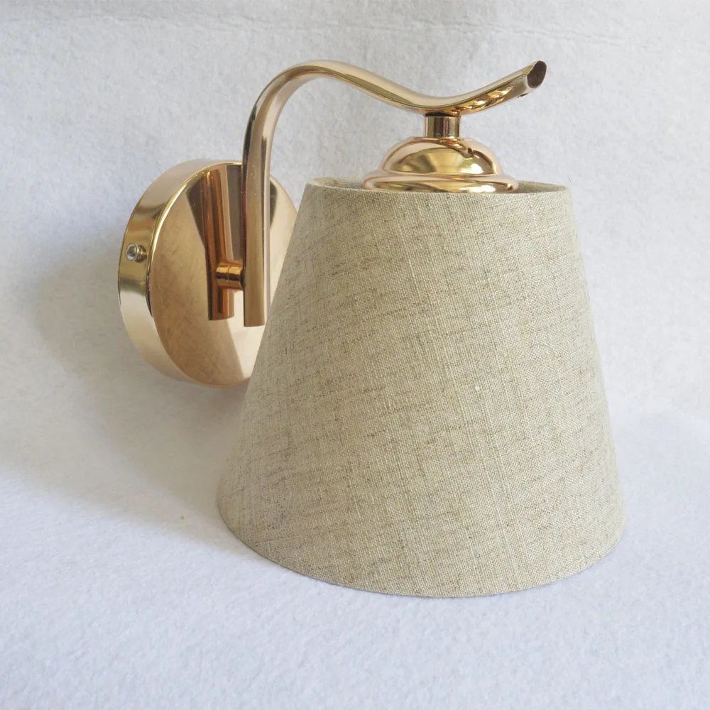 

GLW Wall lamp E27 Hotel Cloth shade Flaxen Bedroom Fabric Sconce Hallway Living room Simple Modern Lighting Bedside Decor light