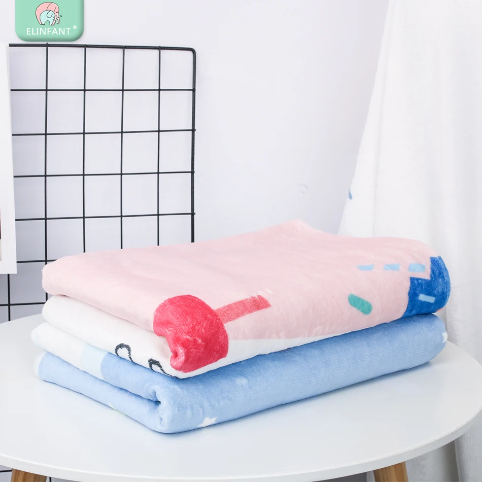 

Elinfant Newborn Baby Printed Wrap Soft Flannel Bathing Towels Blanket 100*145cm Baby Photography Props Milestone Blanket