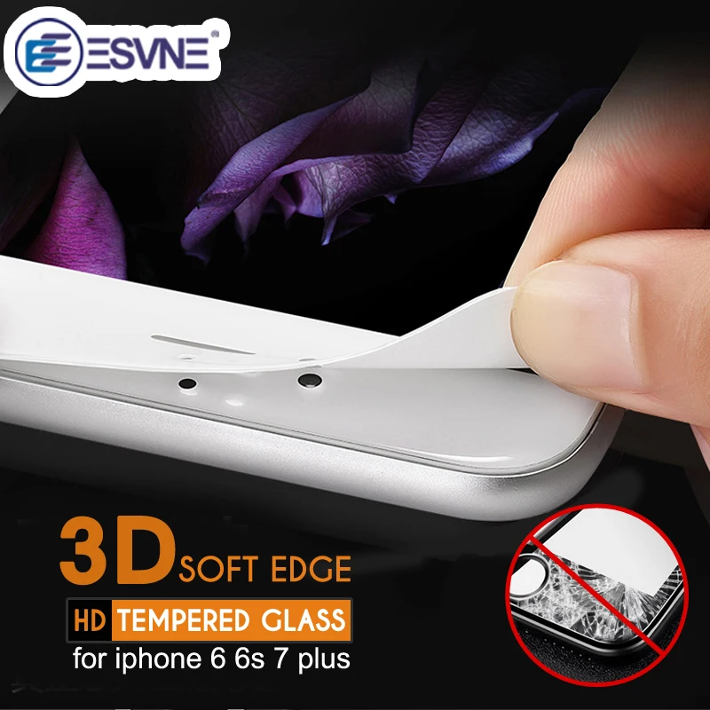 ESVNE 2 шт./лот 3D мягкие edge Full Cover закаленное стекло для iPhone 6 6s Plus защитное на айфон