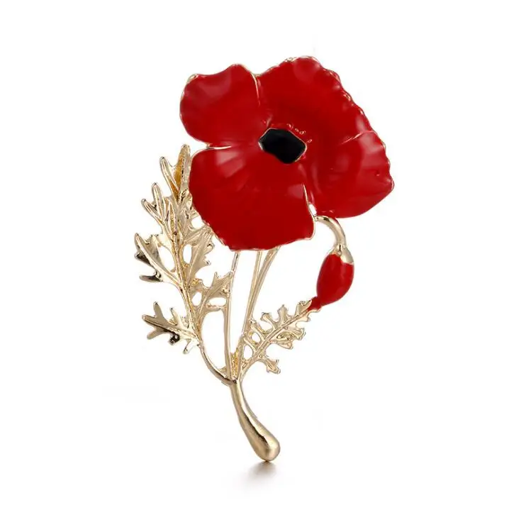 

2018 New Cool Wedding Red Poppy Flower Brooches Pins Fashion Jewelry Brooches Kate Princess Memorial Enamel Brooches for Women