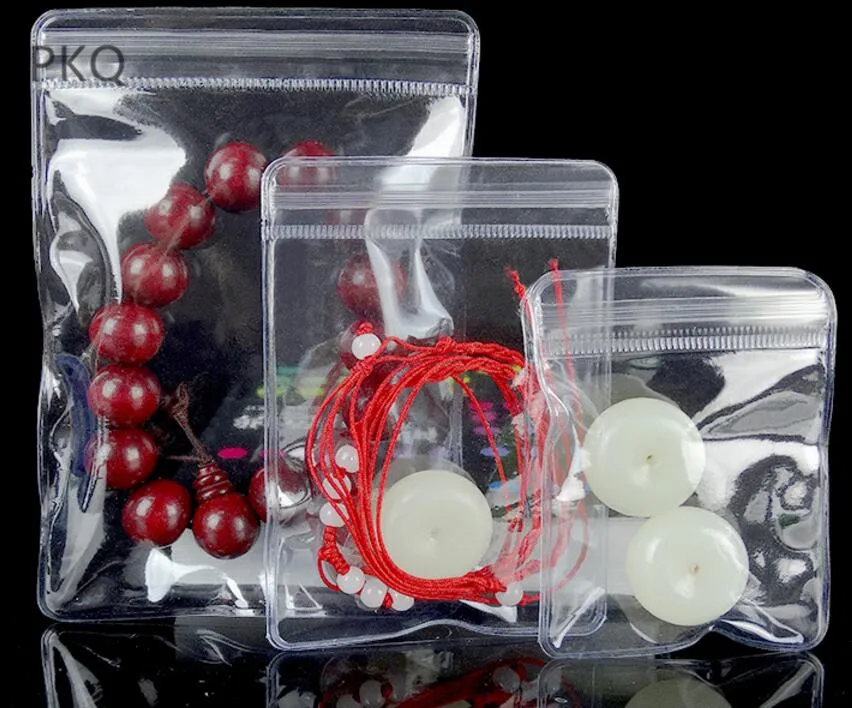

100pcs Self Sealing large Plastic pvc Zip Lock Bag Thick Clear Ziplock Earrings Jewelry Packaging pvc Jewelry Bag