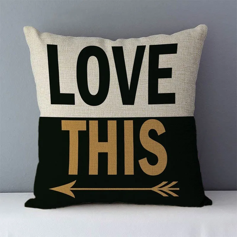 Popular phrase words letters printed couch cushion home decorative pillows 45x45cm square cushions without core "Love you more"