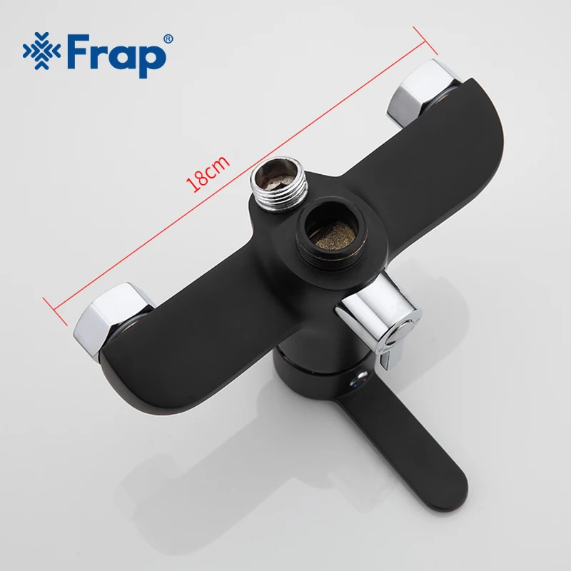 Preise Frap neue Bad Dusche Armaturen set schwarz Badewanne mischbatterie Wand Montiert Wasserfall Badewanne Wasserhahn Mit Hand Dusche Kopf F2242