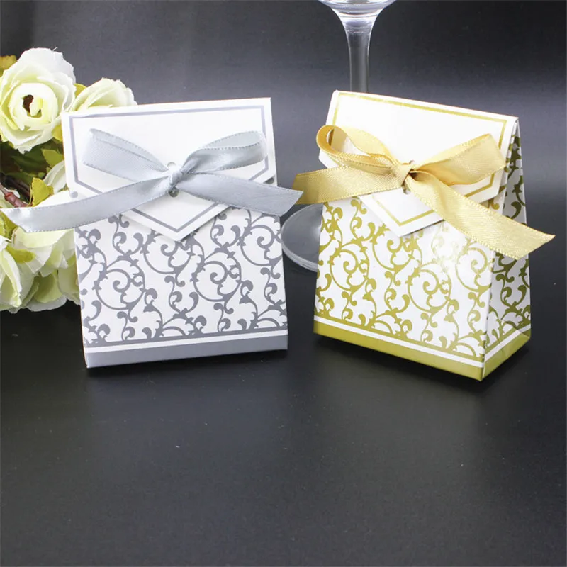 

100pcs Sweet Cake Gift Bowknot Candy Boxes Bags Anniversary Party Wedding Favours Birthday Party Decoration