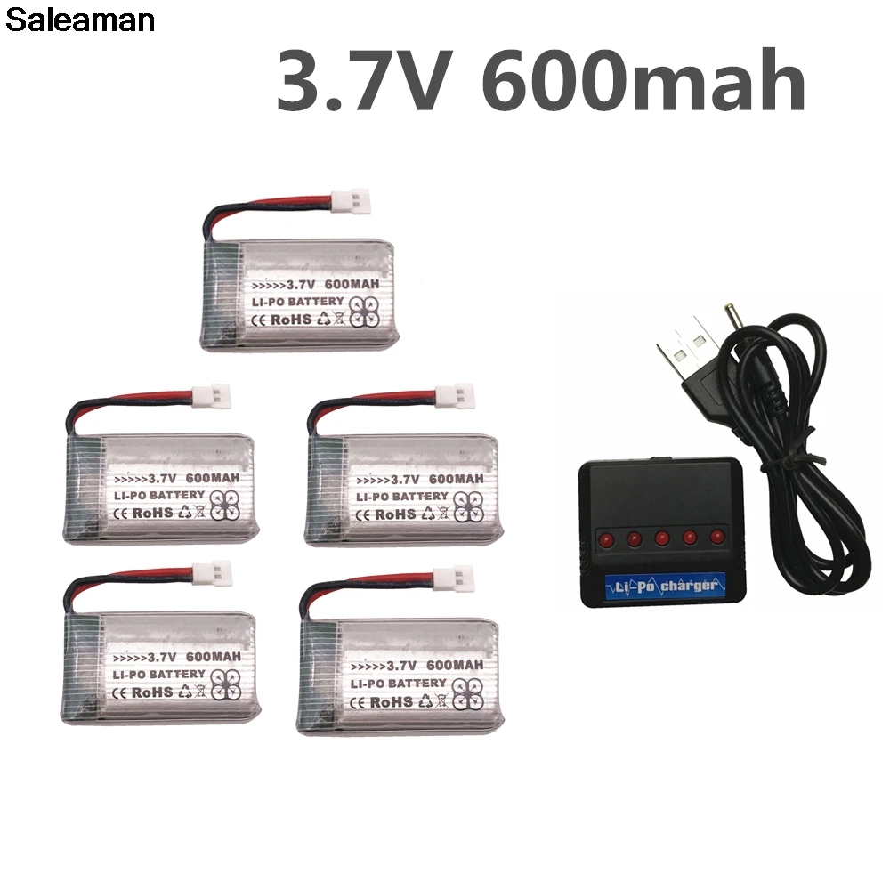 

Saleaman 5PCS 3.7 V 600 mAh Lipo Battery With 5 in1 charger for Syma X5 X5C X5S X5SC X5SW RC quadcopter Helicopter RC aircraft