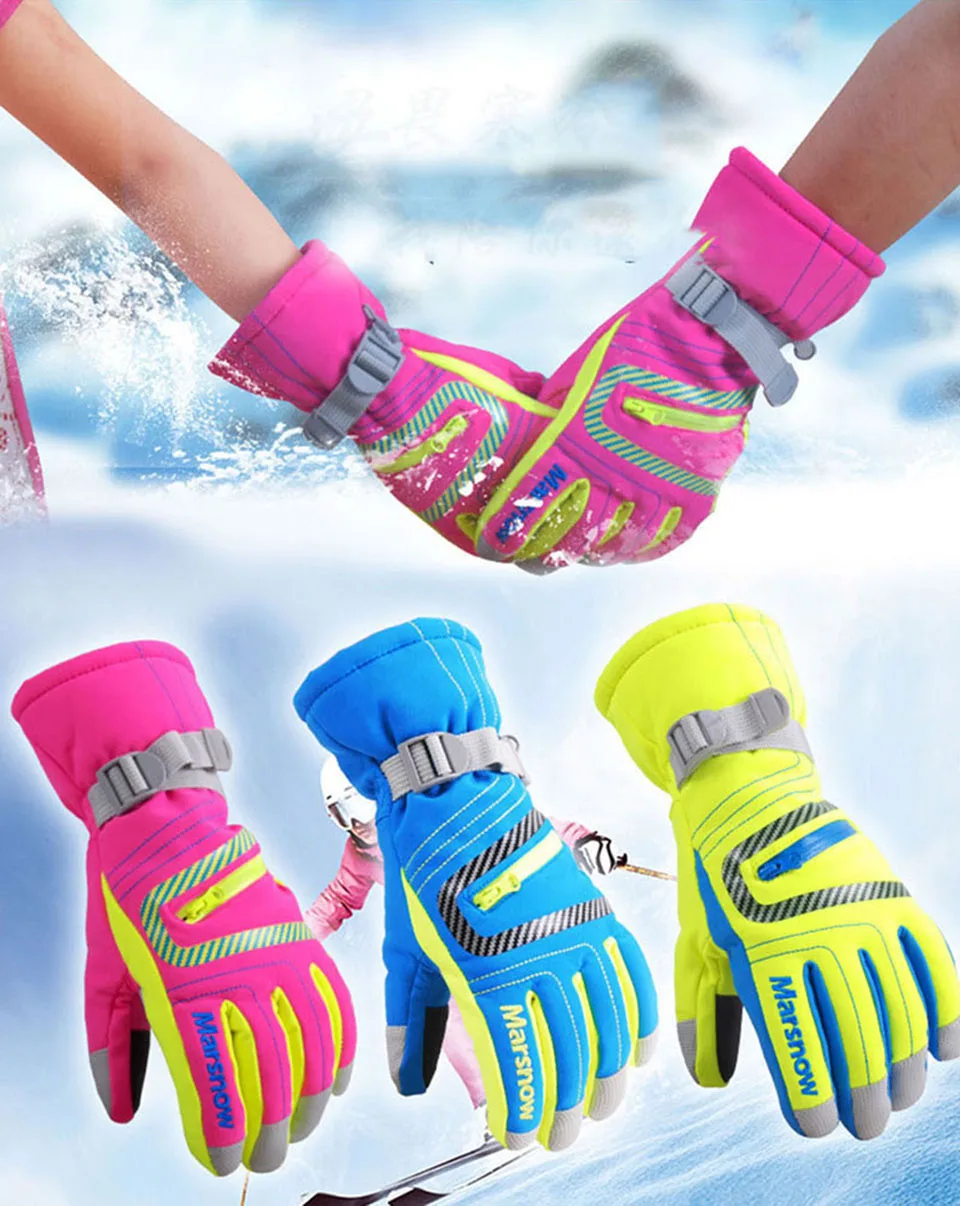 Marsnow, зимние профессиональные лыжные перчатки для девочек и мальчиков, для взрослых, водонепроницаемые теплые перчатки, зимние детские ветрозащитные лыжные перчатки для сноуборда