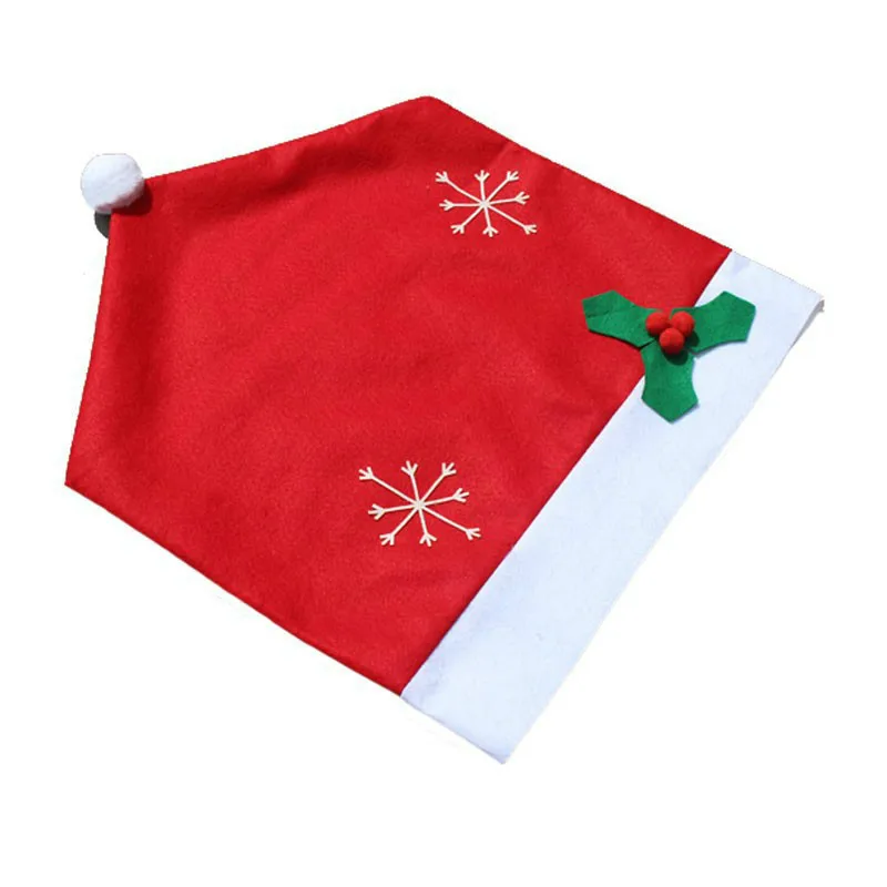 1 шт. наборы Красной шляпки Санта-Клауса нетканый стул со снежинками, чехлы для обеденного стула, Рождественский колпачок, наборы для домашней комнаты, домашний декор 5ZHH163