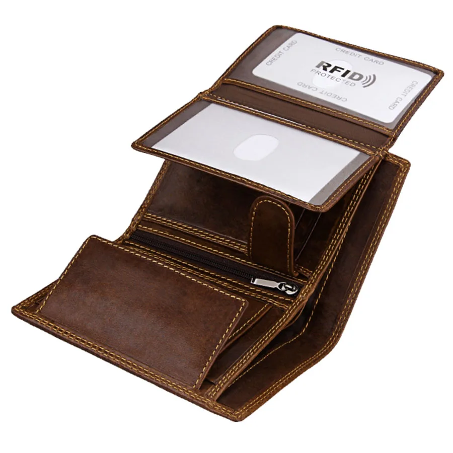 

Vintage Designer 100% Genuine Carteiras Masculinas Cowhide Leather Men Short Wallet Purse Card Holder Coin Pocket Male Wallets