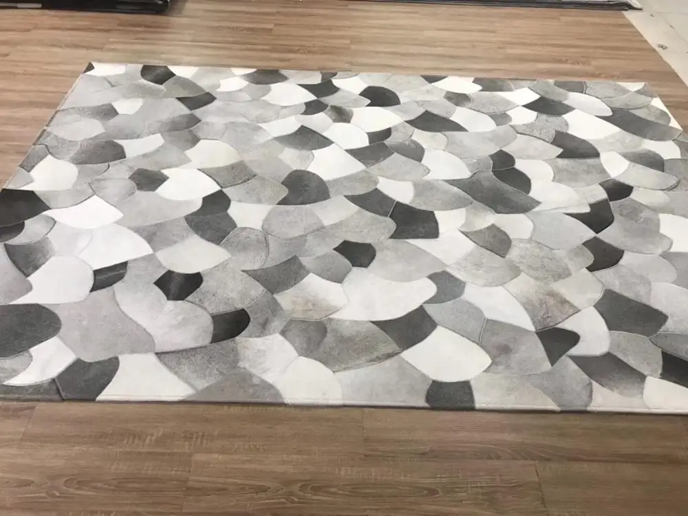 

NEWEST Fan Shape Cowhide Grey Rug