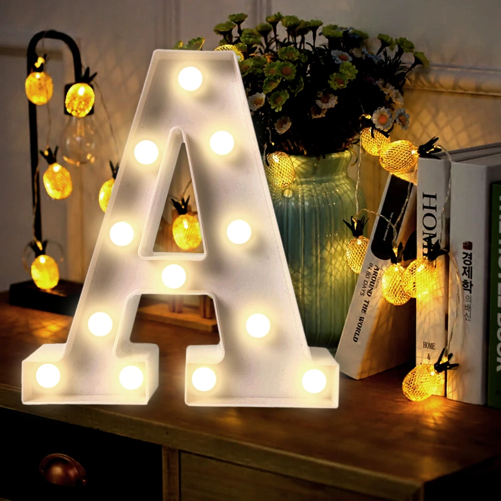 happy 2019 DIY Letter Symbol Sign Heart Lighting LED Vintage Plastic LED Lights Wedding Party ...