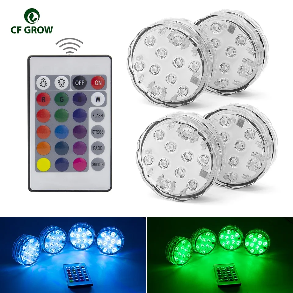 10 Led пульт дистанционного управления RGB погружной светильник на батарейках