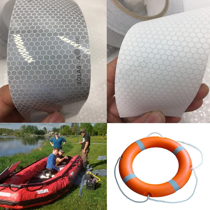 5cmx10m Self Adhesive Reflective Warning Tape with PC Backing Widely applied on Life Raft And Jacket