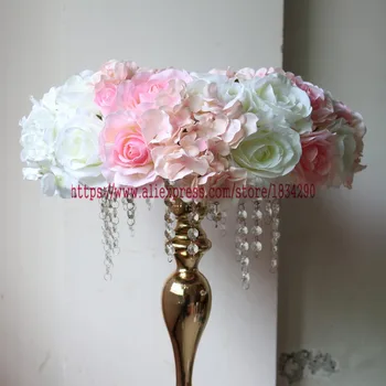 

TONGFENG 45cm 10pcs/lot Artificial rose hydrangea ring wreaths Wedding decoration table centerpiece flower ball garland flower