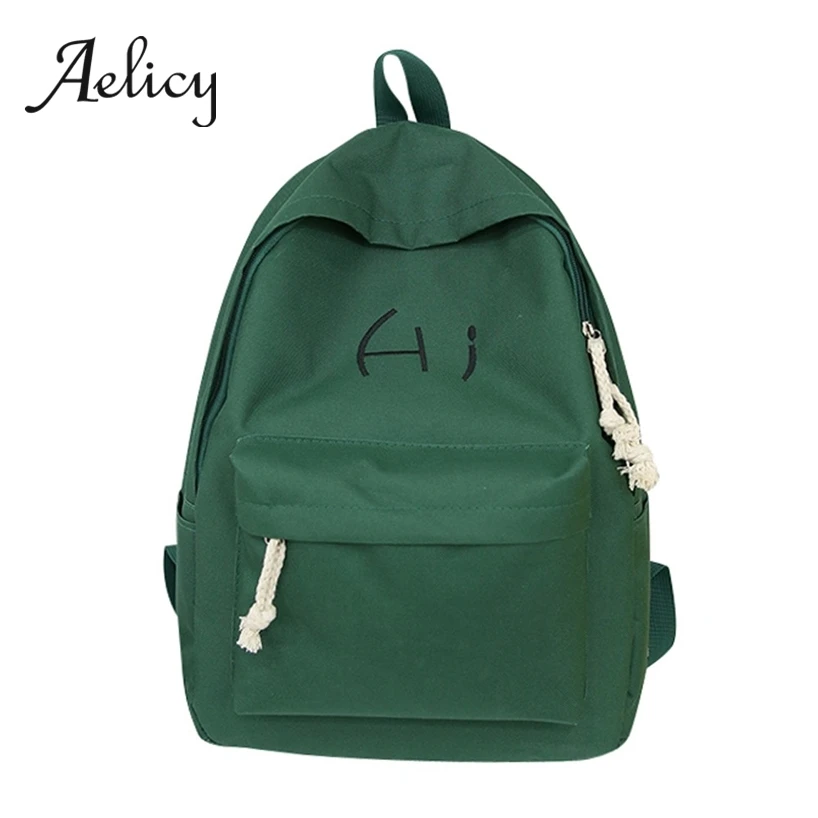 

Aelicy Unisex Canvas Letter Backpack Outdoor Travel Casual Shoulder Backpacks Men Women Solid Simple Student Bag Teenager